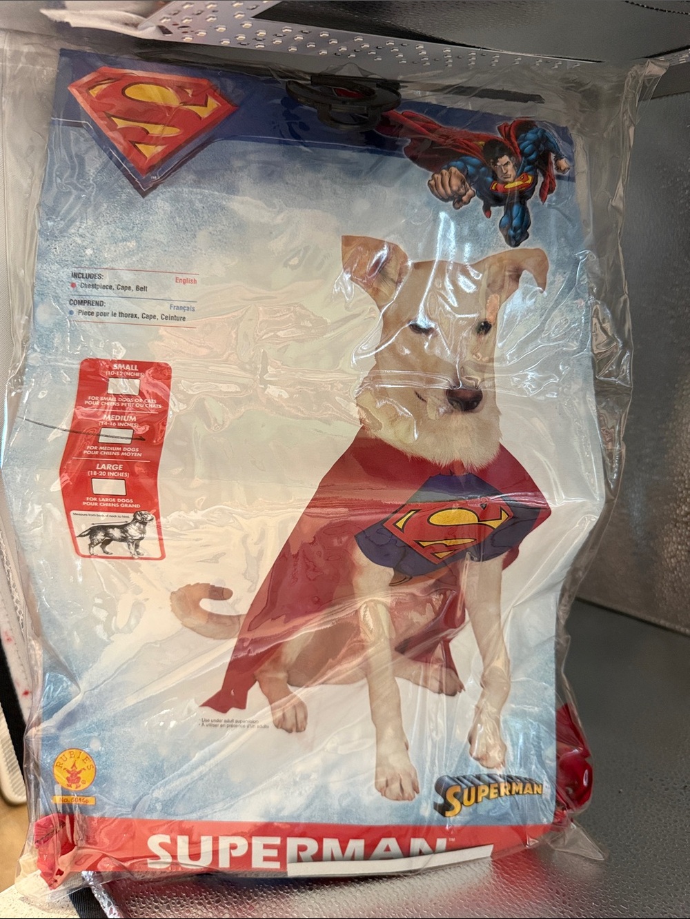 DC Comics Superman Dog Cape and Collar Set - Red and Blue Halloween Costume